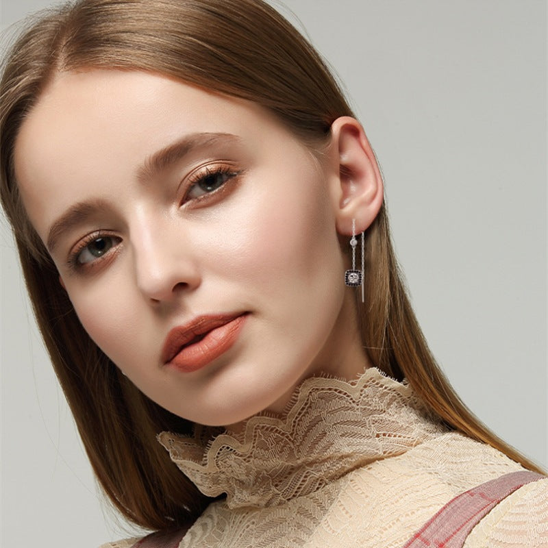 Long Zircon Drop Earrings - image 1