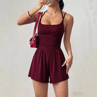 Womens Strap Casual Tube Top Jumpsuit Shorts - image 3