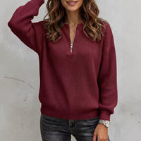 Women's Zip-Up Long Sleeve Loose Top - image 2