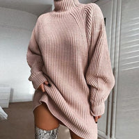 Solid Turtleneck Long Sweater Winter Warm Women Sweater Dress - image 10
