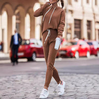 Hoodie With Drawstrings High Waist Trousers Casual Sweatshirt Two-piece Suit - image 4