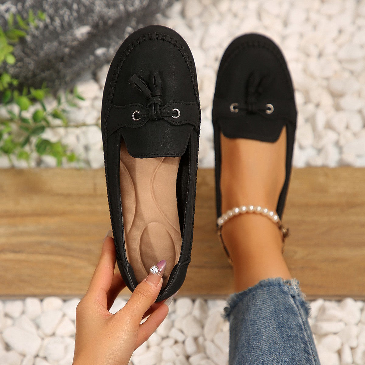 Women's Round Head Loafers Fashion Non-slip Soft Comfortable Flats Shoes - image 10