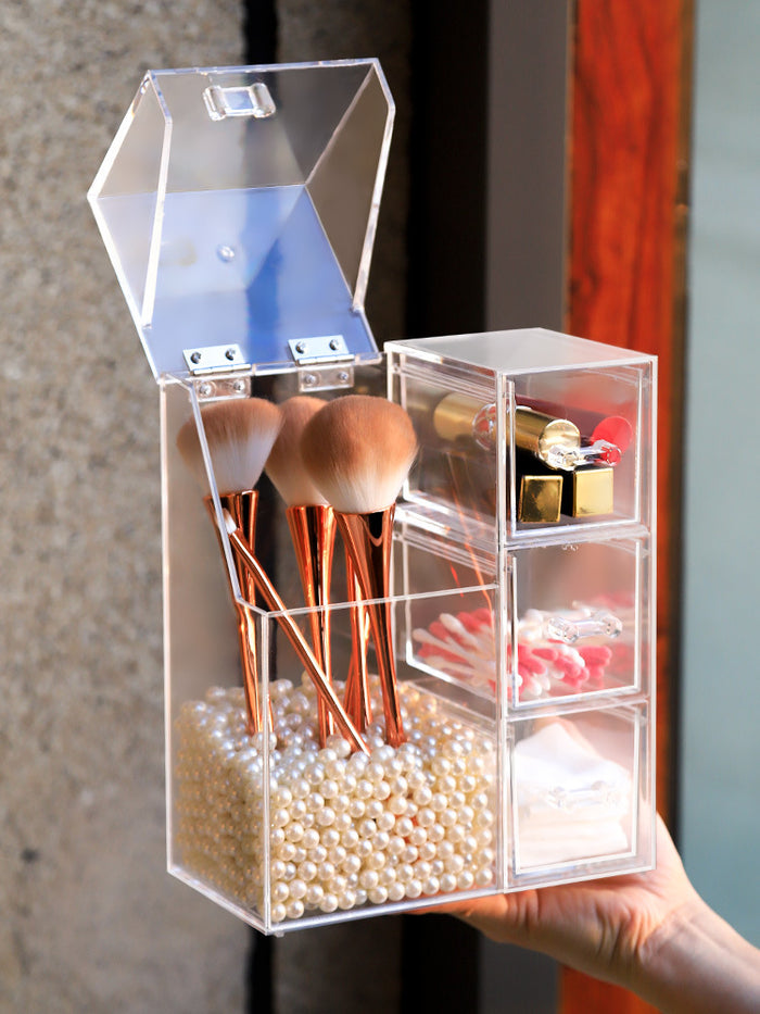 Clear Makeup Brush Holder with Lid