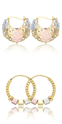 Gold Hollow Rosette Hoop Earrings - image 2