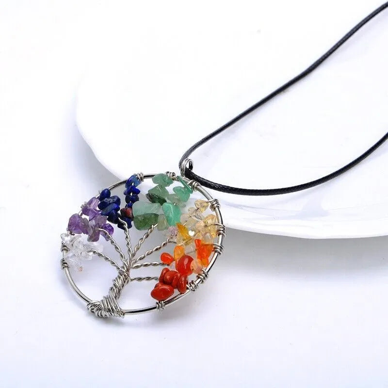 Tree of Life Pendant Necklace with Natural Gemstone Crystals - image 6