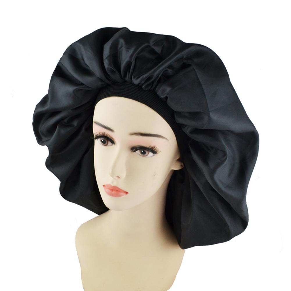 Satin Hair Bonnet for Sleeping, Black - image 6