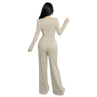 Women's Striped Print Drawstring Set - image 5