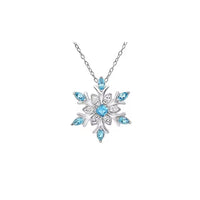 Silver Chain Snowflake Pendant Necklace Made With Austrian Crystals In Silver - image 1