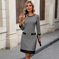 Houndstooth Crew Neck Dress - image 3