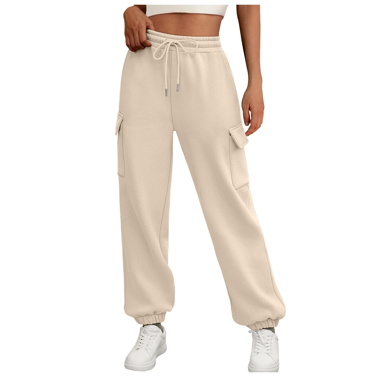 Women's Sweatpants Fleece Lined Baggy Athletic Jogger Trousers With Pockets Fall Casual Trendy Cargo Pants - image 2