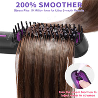 Hair Straightener Brush, Ionic Plus Steam Straightening Brush For Smooth, Anti-frizz Hair, Anti-Scald Ceramic Straightening Comb, Heated Straightener Brush Flat Iron Fast Heating For Home Salon - image 7