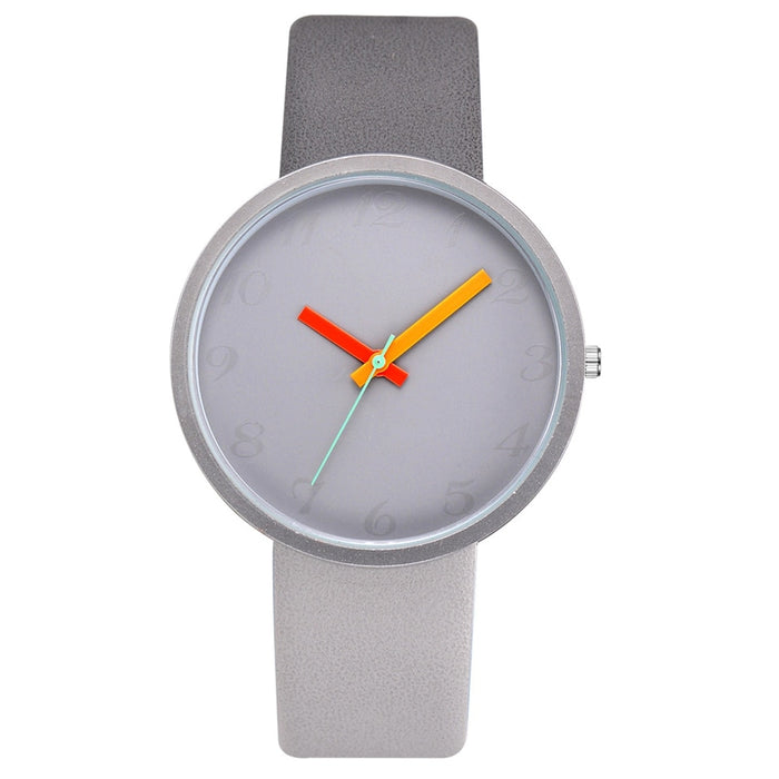 Gray Leather Quartz Watch