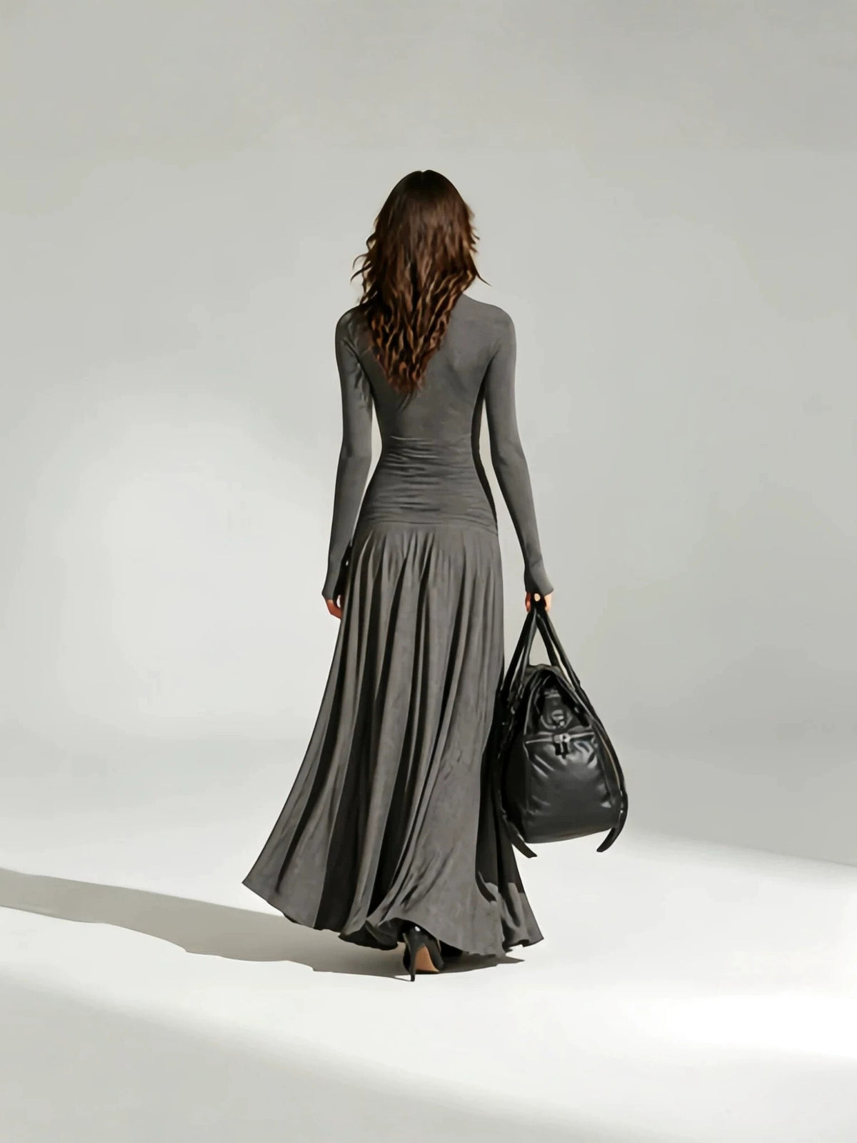 V-Neck Double-Breasted Long Sleeve Dress - image 6
