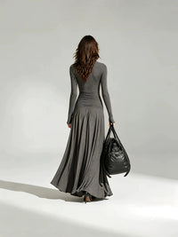 V-Neck Double-Breasted Long Sleeve Dress - image 6