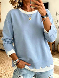 Loose Round Neck Top with Lace Trim - image 9