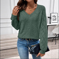 Diamond Pattern Puff Sleeve Knit Cardigan - image 2