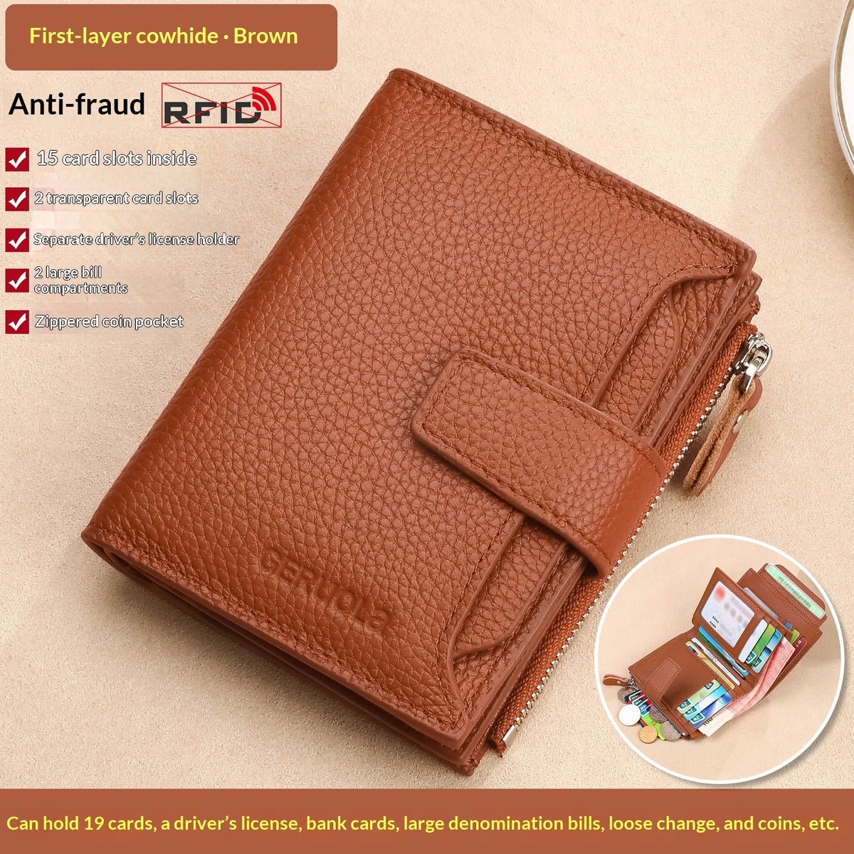 Bifold Zip Coin Purse Wallet - image 9