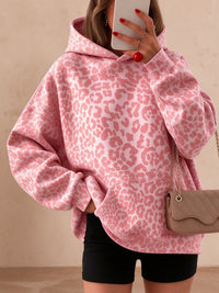 Women's Leopard Print Fleece-Lined Hoodie - image 2