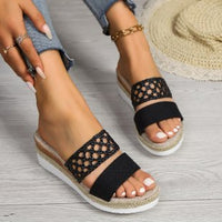 Plus Size Rope Bottom Platform Peep Toe Sandals For Women - image 3