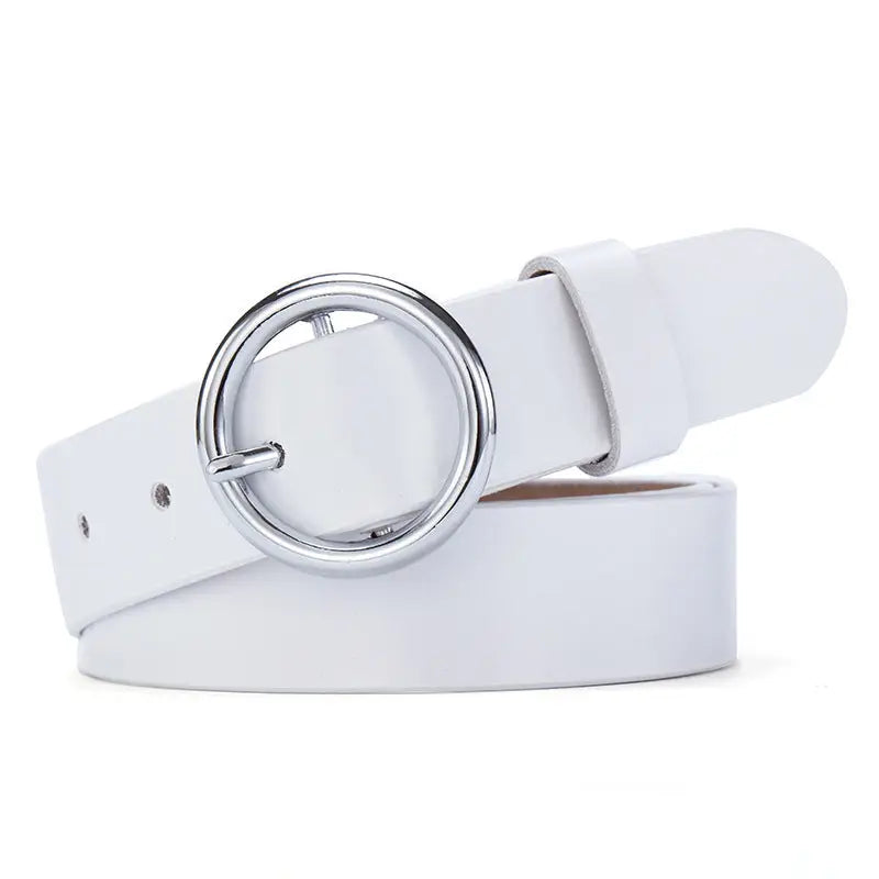 Round Buckle Leather Belt - image 4