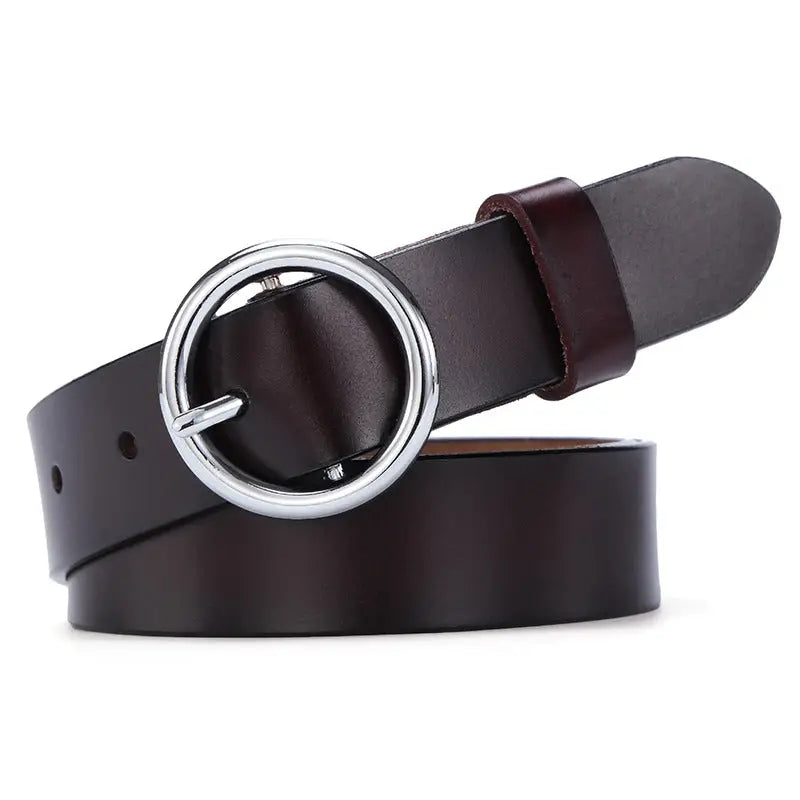 Round Buckle Leather Belt - image 9