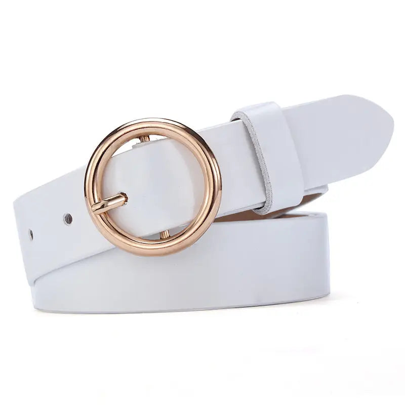 Round Buckle Leather Belt - image 3