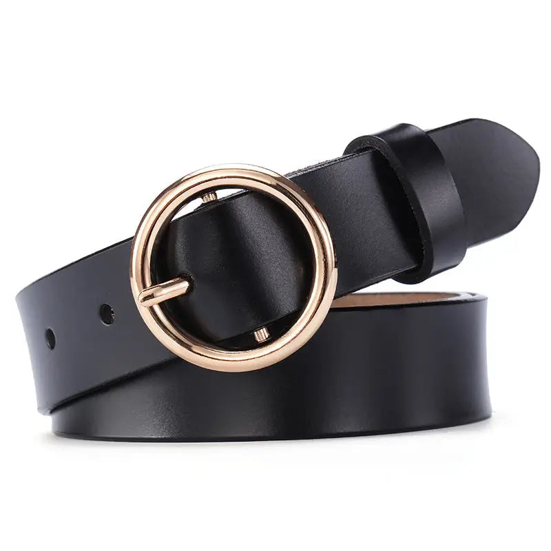 Round Buckle Leather Belt - image 10