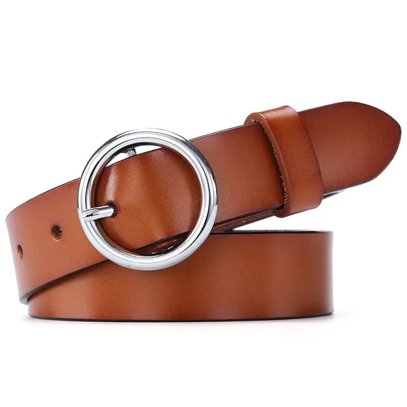 Round Buckle Leather Belt - image 8