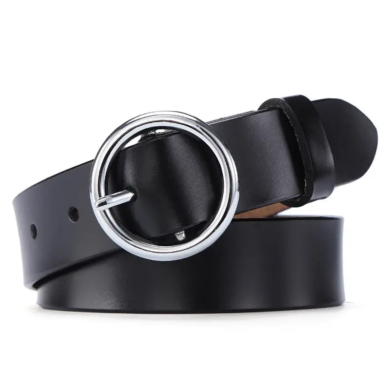 Round Buckle Leather Belt - image 7