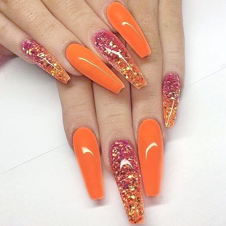 Long Ballet Press-On Nails with Drop Design
