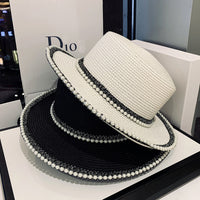 Pearl Trim Straw Sun Hat - image 4
