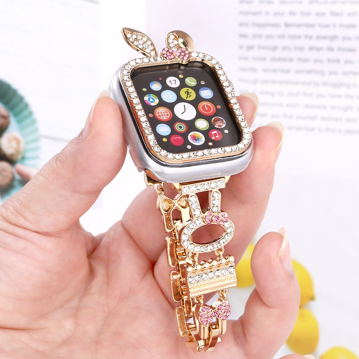 Rabbit Rhinestone Metal Band Compatible with Apple Watch - image 2