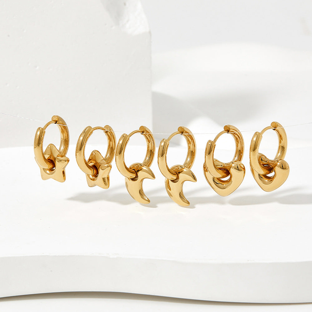Star, Moon & Heart Huggie Earrings - image 2