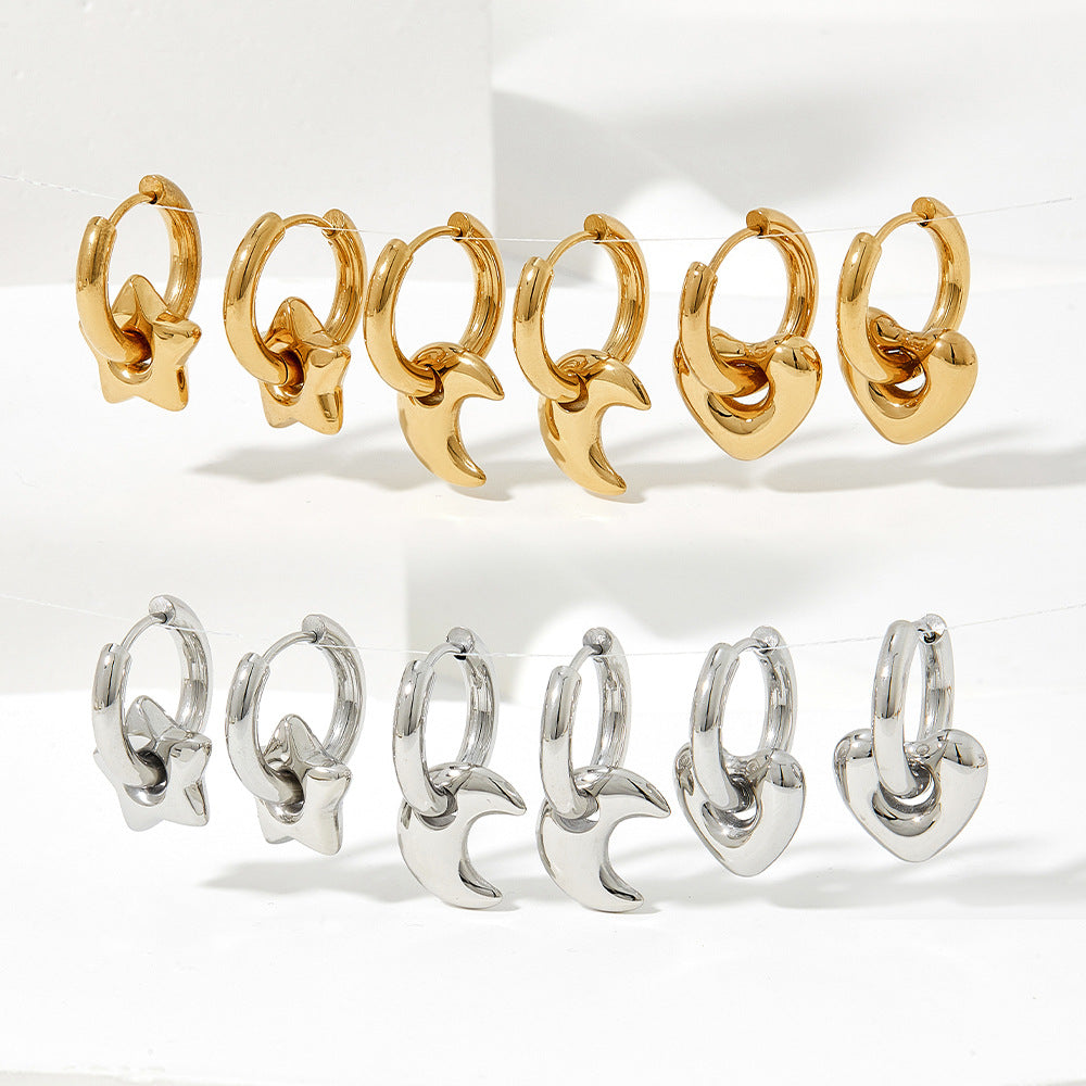 Star, Moon & Heart Huggie Earrings - image 3