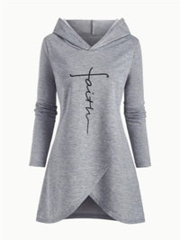 Women's Casual Letter Print Hoodie With Cross-Front Design - image 2