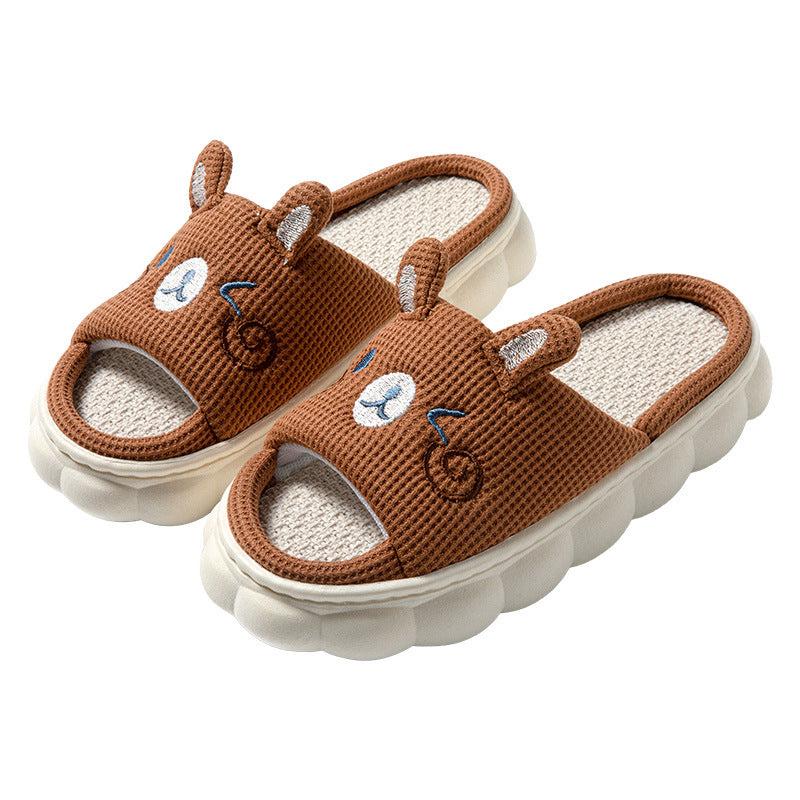 Cartoon Open Toe Couple Hemp Slippers - image 5