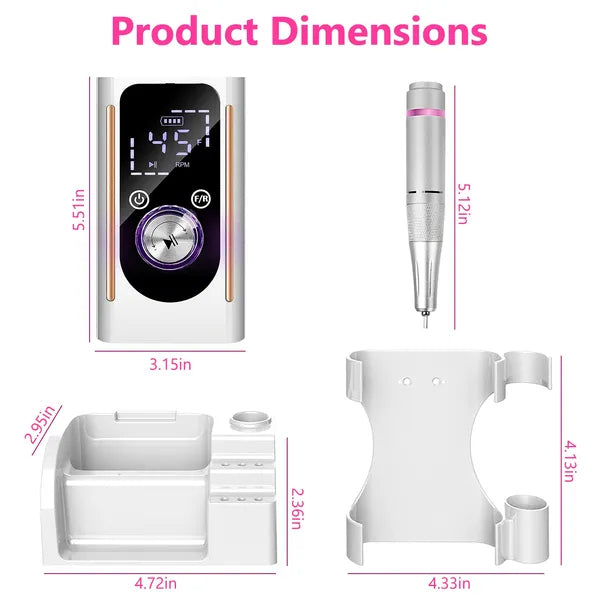 Portable Electric Nail Drill Bit 45000 RPM With 11 Bits Base Waist Clip Cordless Rechargeable Nail File Machine For Professional Salon Home Acrylic Nails Remove Nail Gel Polish Manicure - image 4