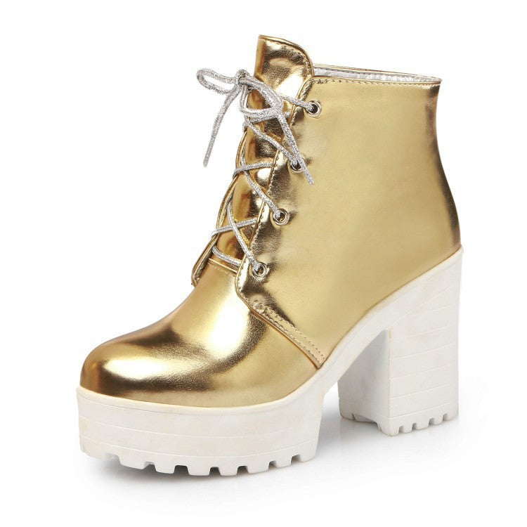 Lace-Up Platform Chunky Heel Combat Boots - image 2
