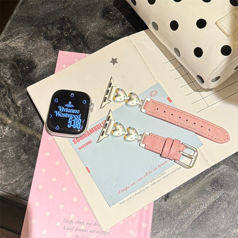 Heart Polka Dot Leather Watch Band - image 8