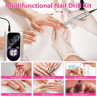 Portable Electric Nail Drill Bit 45000 RPM With 11 Bits Base Waist Clip Cordless Rechargeable Nail File Machine For Professional Salon Home Acrylic Nails Remove Nail Gel Polish Manicure - image 2