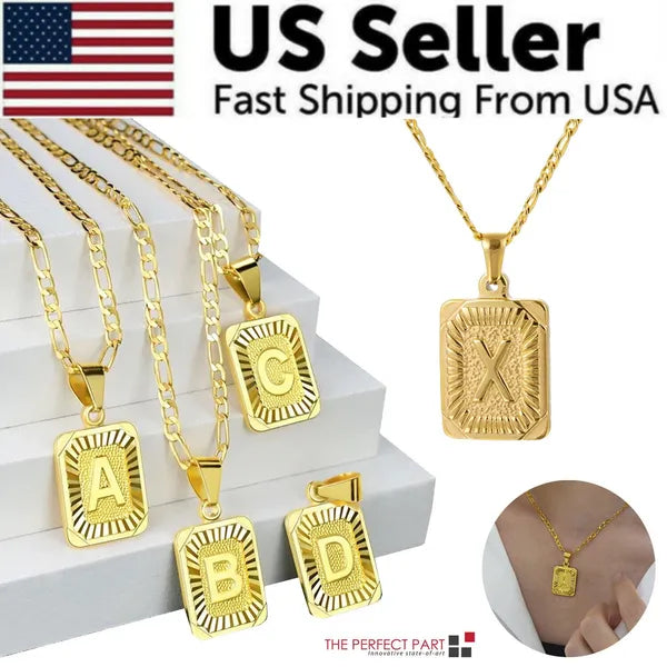 Gold Initial Letter Pendant Necklace