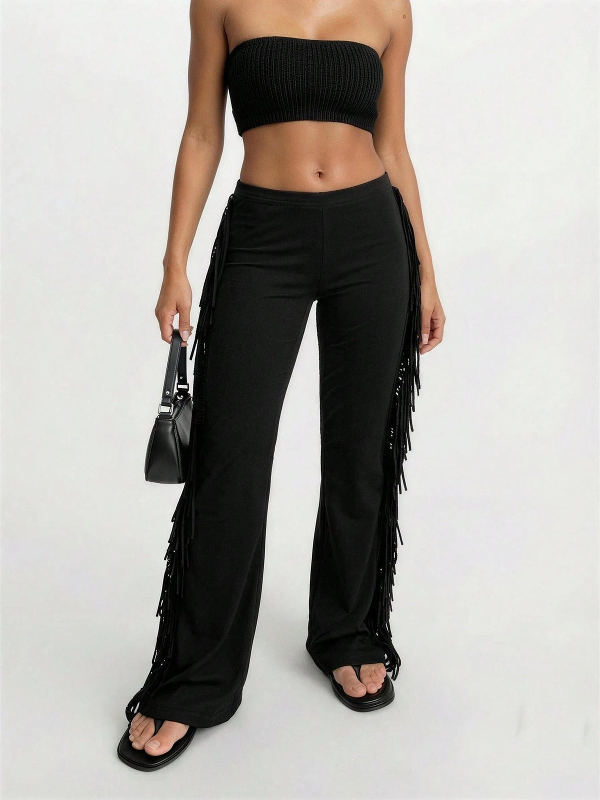 Women's Retro Fringe Flare Pants - image 5