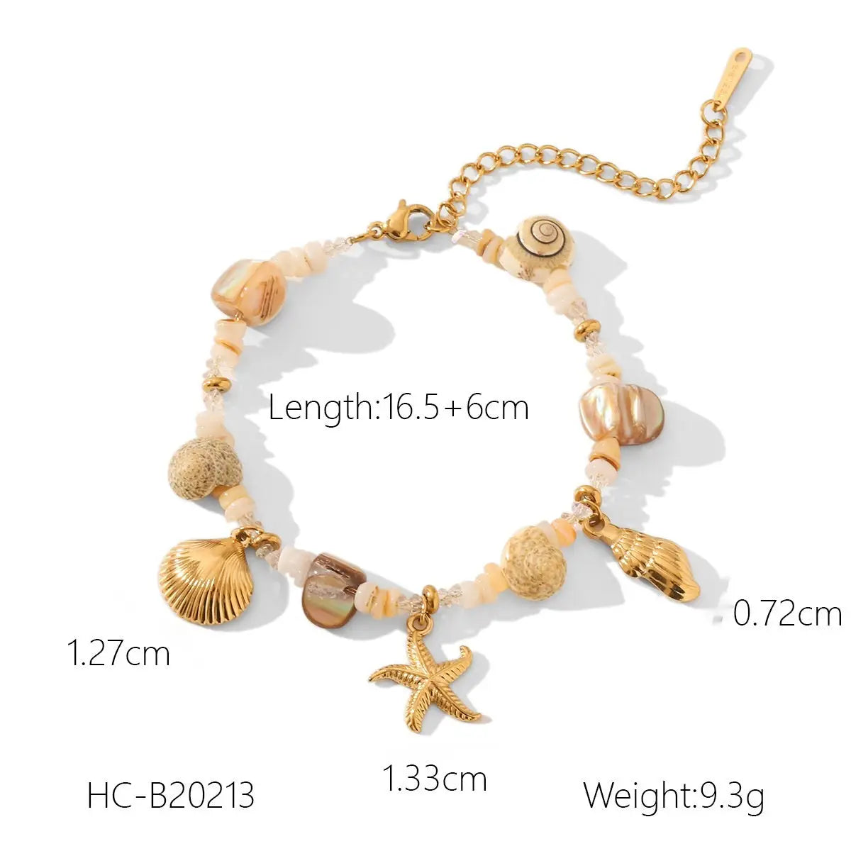 Starfish & Shell Stainless Steel Bracelet