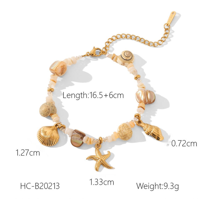 Starfish & Shell Stainless Steel Bracelet
