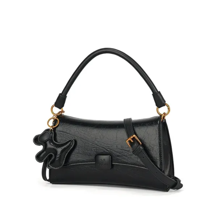 Women's Small Shoulder Bag with Cat Charm - image 7