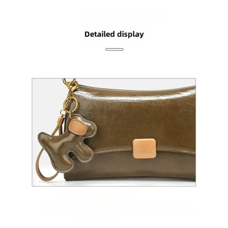 Women's Small Shoulder Bag with Cat Charm - image 10