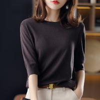 Women's Loose Round Neck Three-Quarter Sleeve Top - image 4