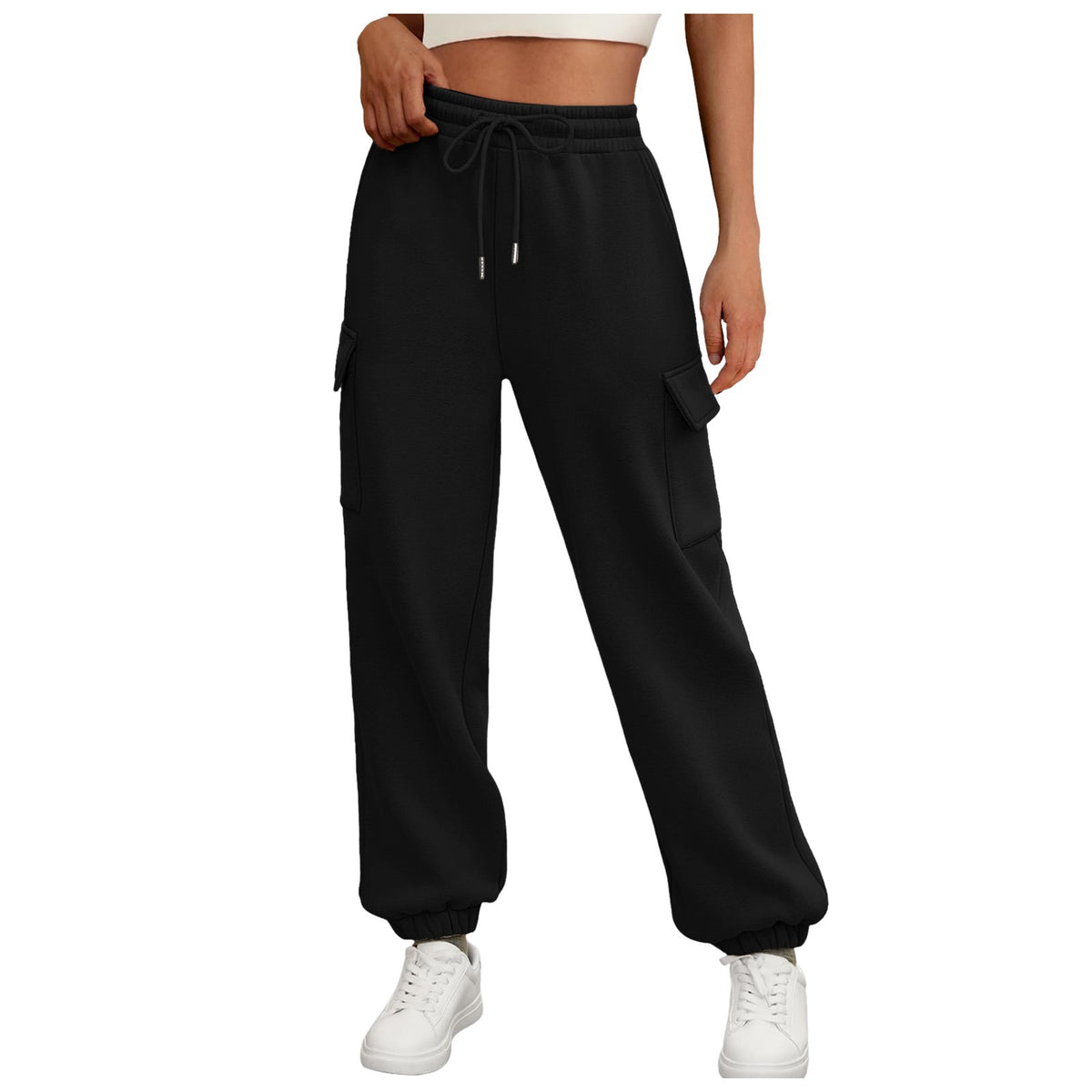 Women's Sweatpants Fleece Lined Baggy Athletic Jogger Trousers With Pockets Fall Casual Trendy Cargo Pants - image 9