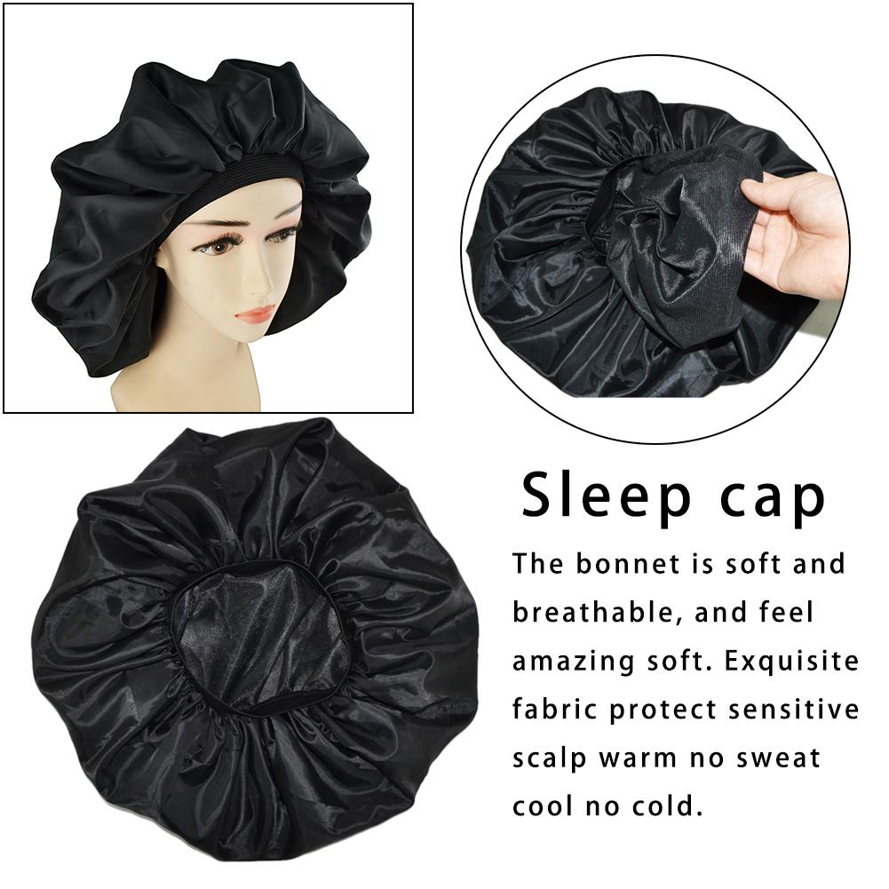Satin Hair Bonnet for Sleeping, Black - image 3