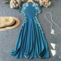 Women's Elegant Short Sleeve Maxi Dresses Casual Empire Waist Long Dress - image 6